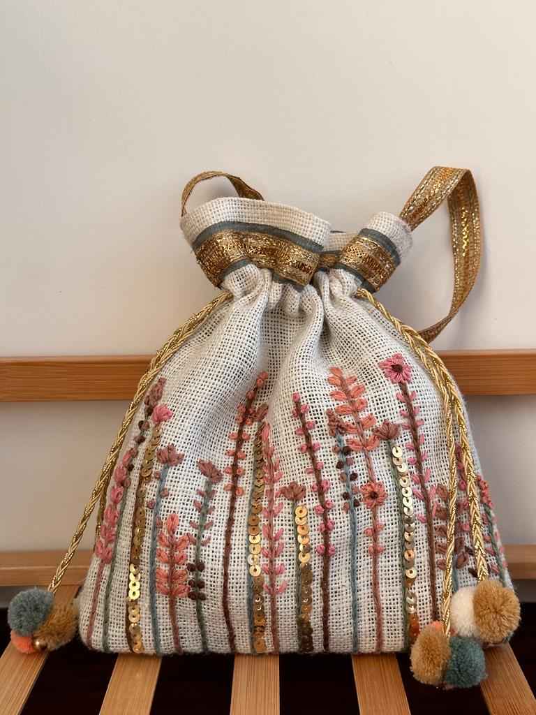 White Country Potli Bag