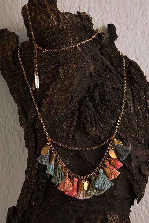 Pastel Palette Tassel Box Necklace