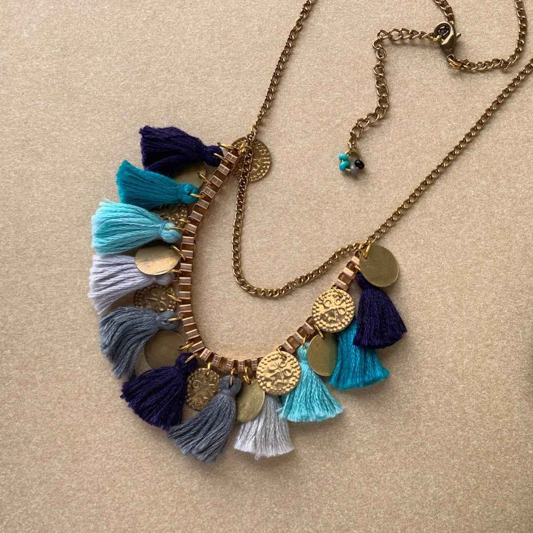 Blue Ocean Tassel Chain Necklace