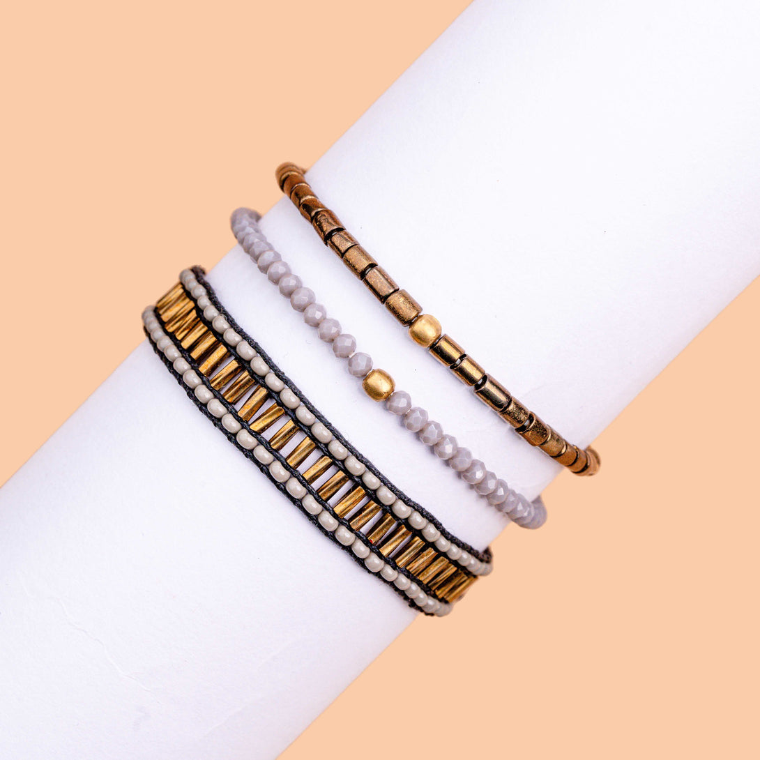 Gold Gray Bracelet Set - Www.sutra-shop.de