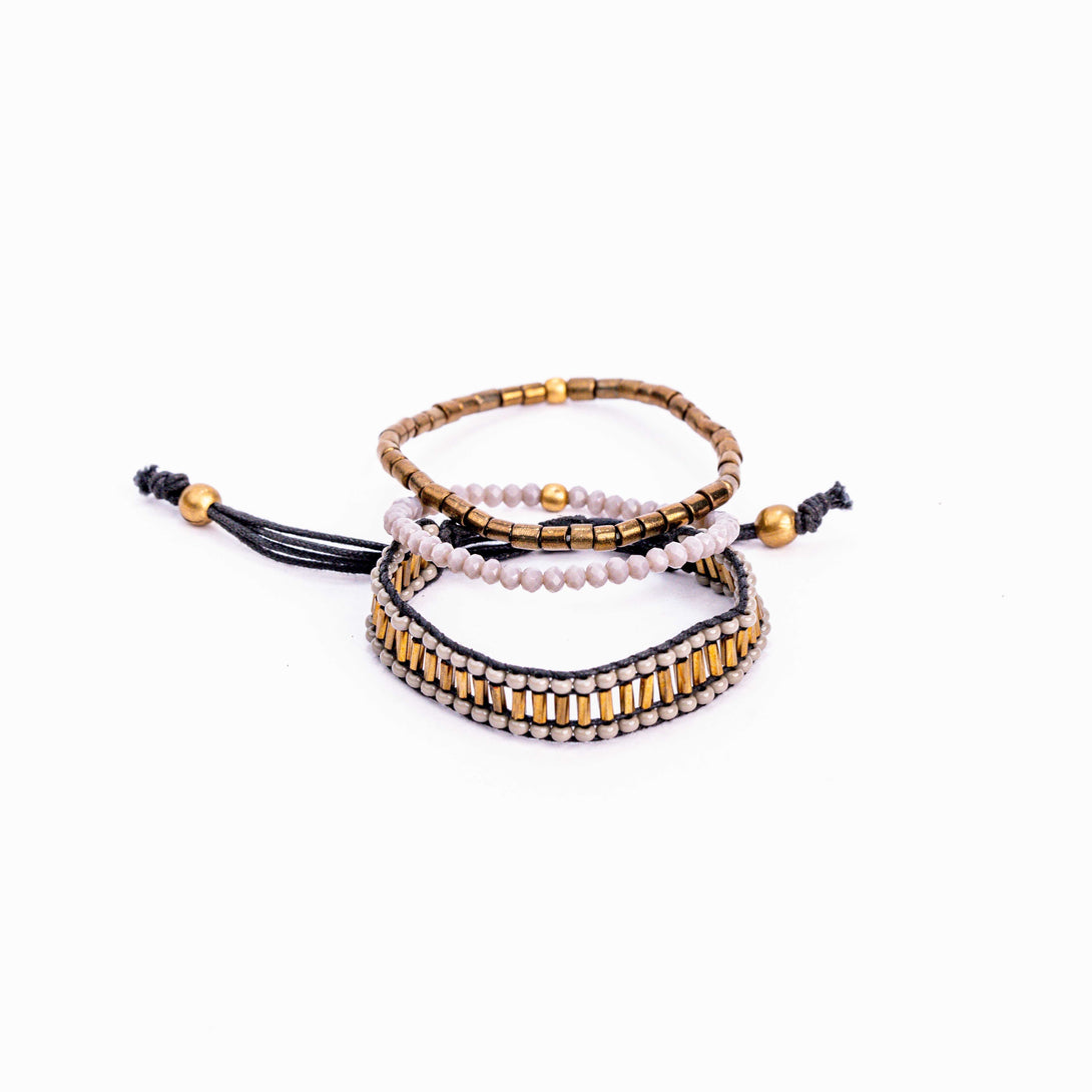 Gold Gray Bracelet Set - Www.sutra-shop.de