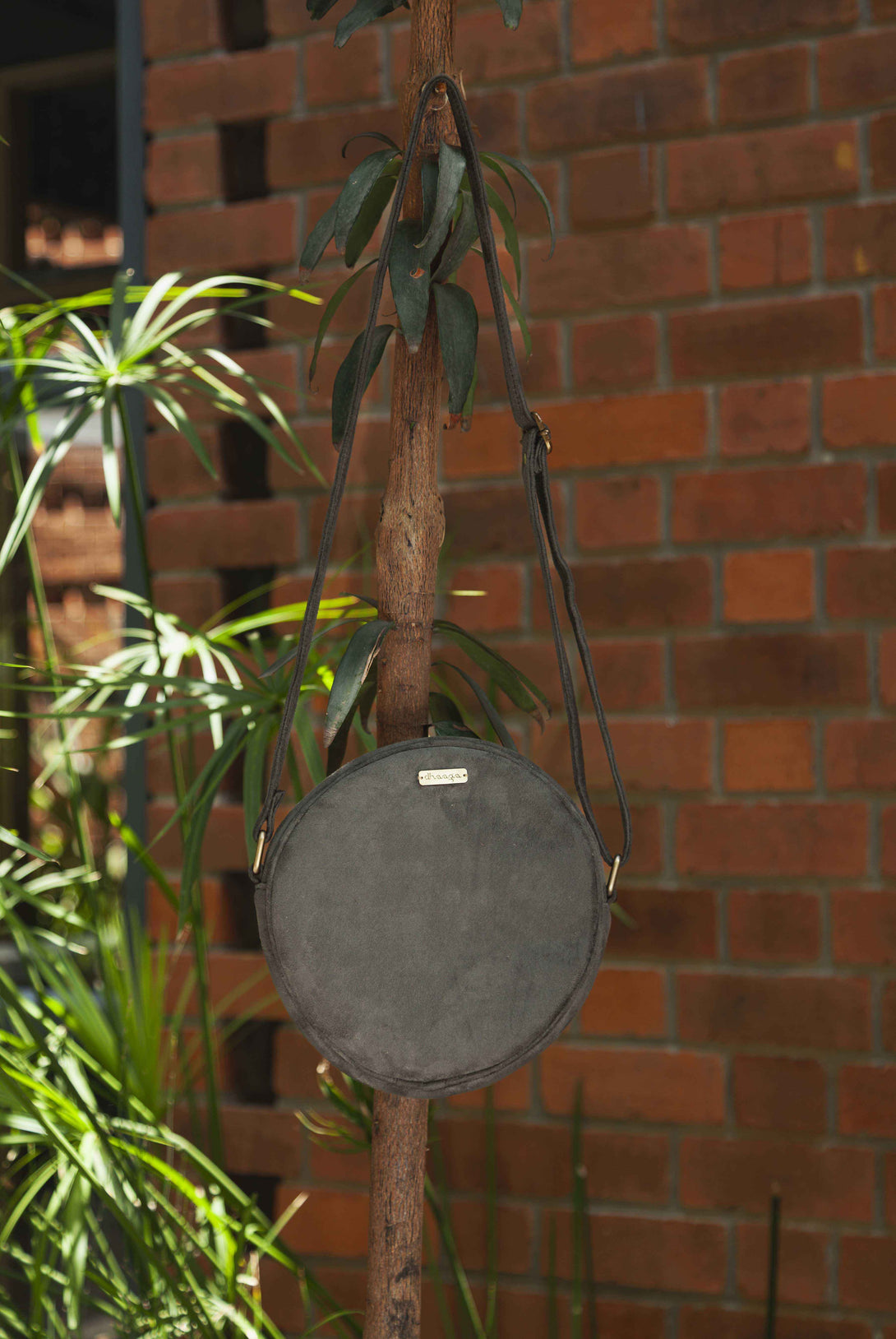 Olive and Brown Round Sling Bag