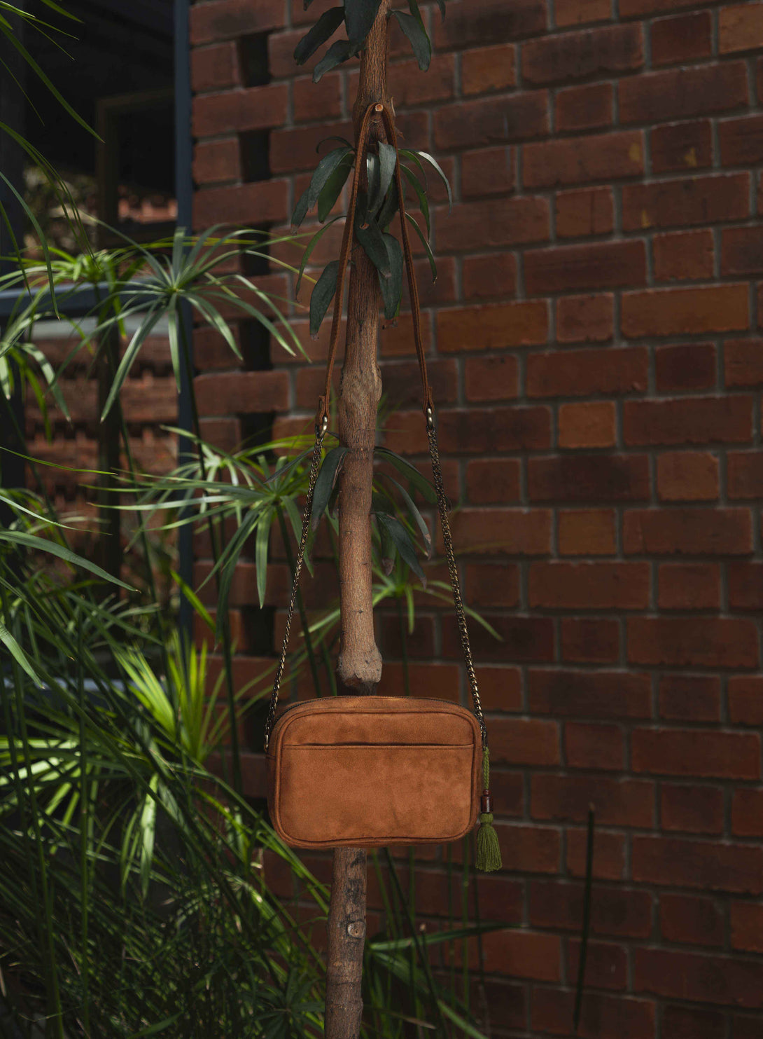 Garden Denim Vegan Suede Sling Bag
