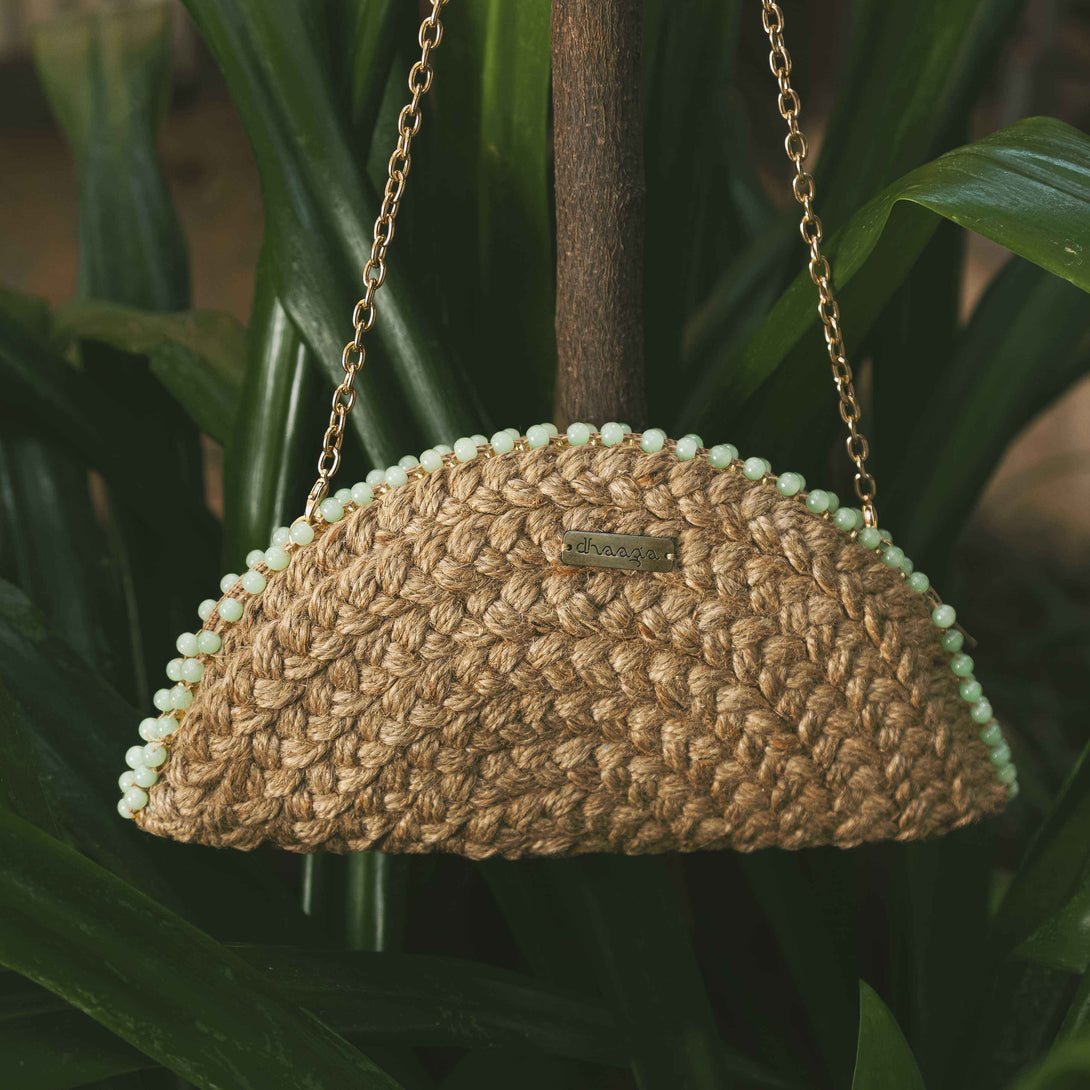 Baby Breath Half Moon Clutch Bag