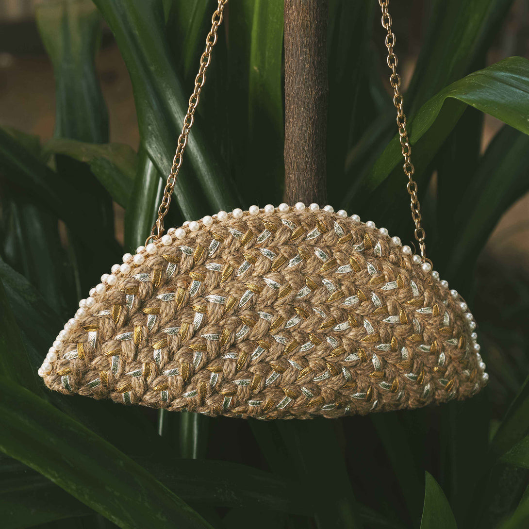 Silver Starlight Half Moon Clutch Bag