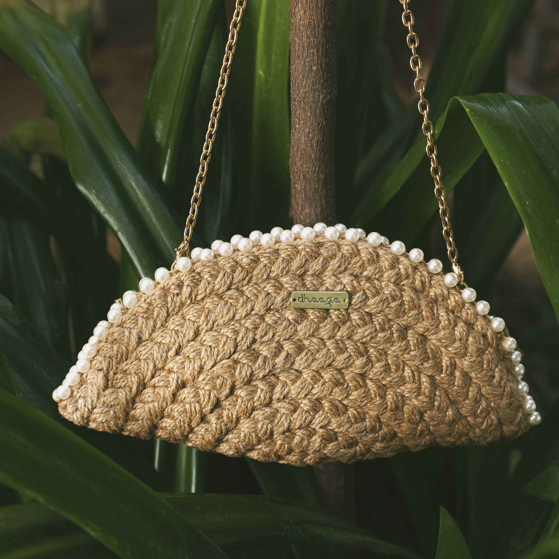 Serene White Half Moon Clutch Bag