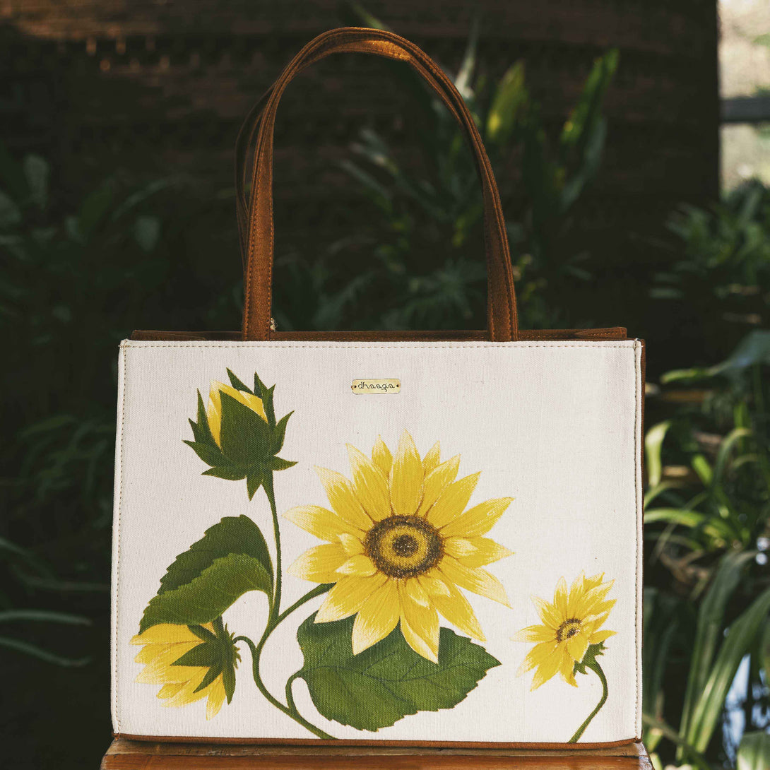 Hand-painted Sunflower Tote Bag