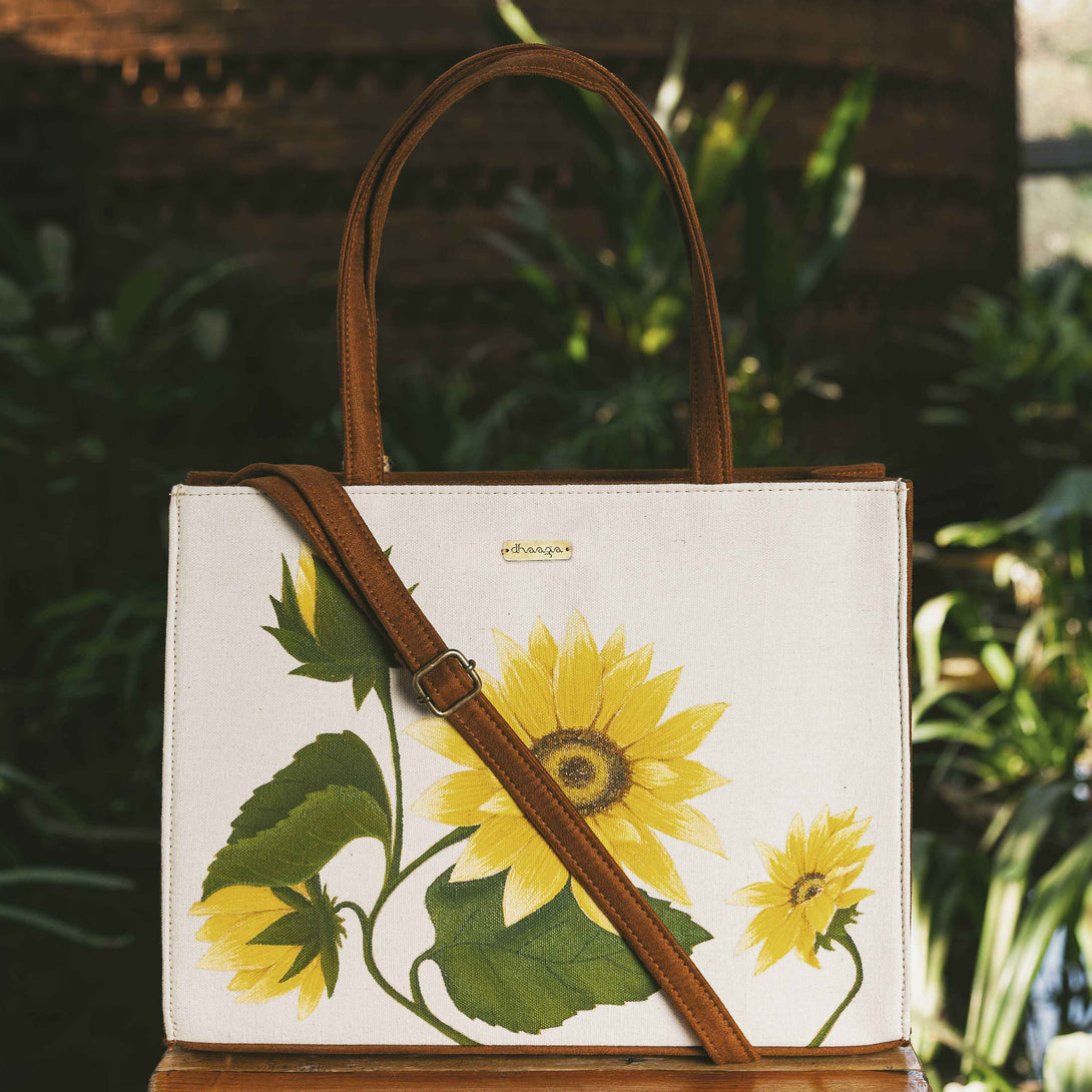 Hand-painted Sunflower Tote Bag