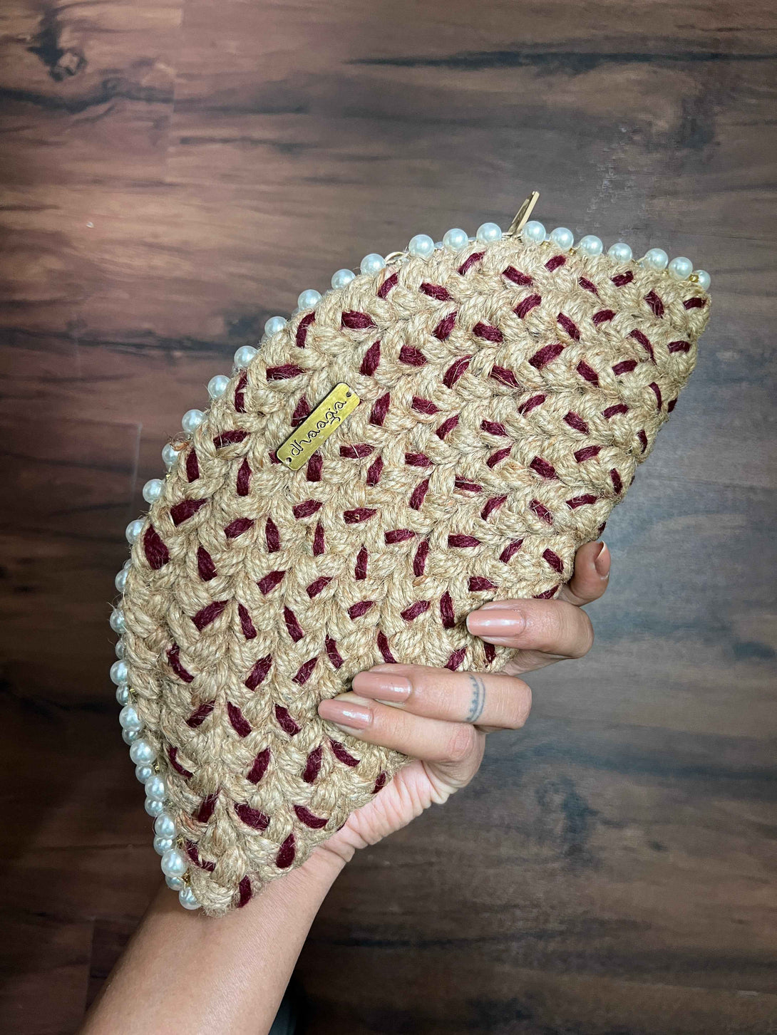 Crimson Diamond Half Moon Clutch Bag