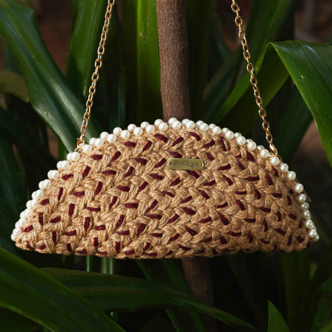 Crimson Diamond Half Moon Clutch Bag