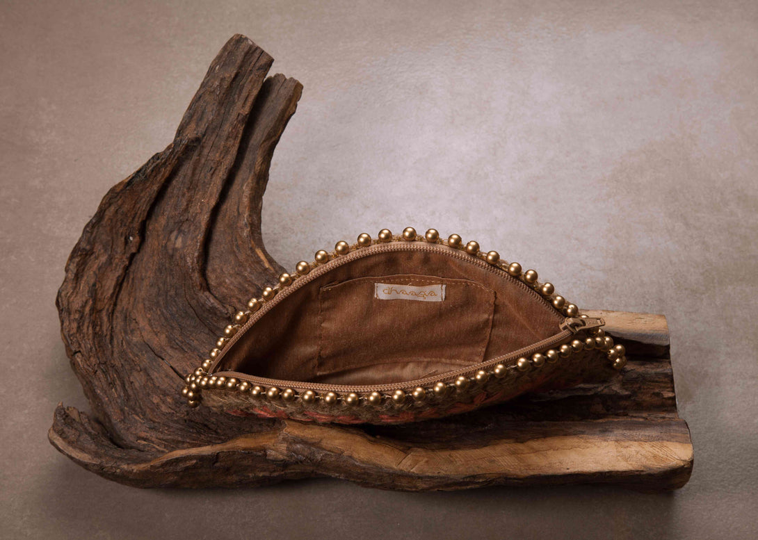 Peach Canadian Lily Gold Half Moon Clutch Bag - Www.sutra-shop.de