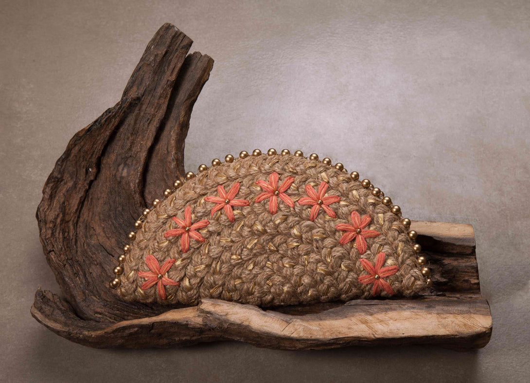 Peach Canadian Lily Gold Half Moon Clutch Bag - Www.sutra-shop.de