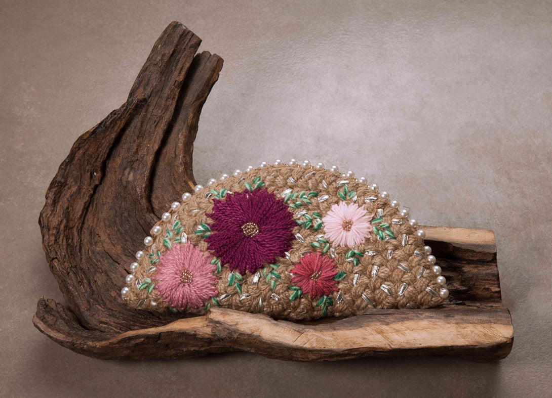 Wine Silver Half Moon Clutch Bag - Www.sutra-shop.de