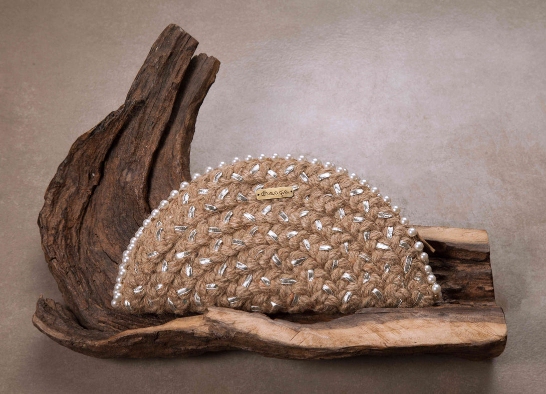 Yellow Canadian Lilly Silver Half Moon Clutch Bag - Www.sutra-shop.de