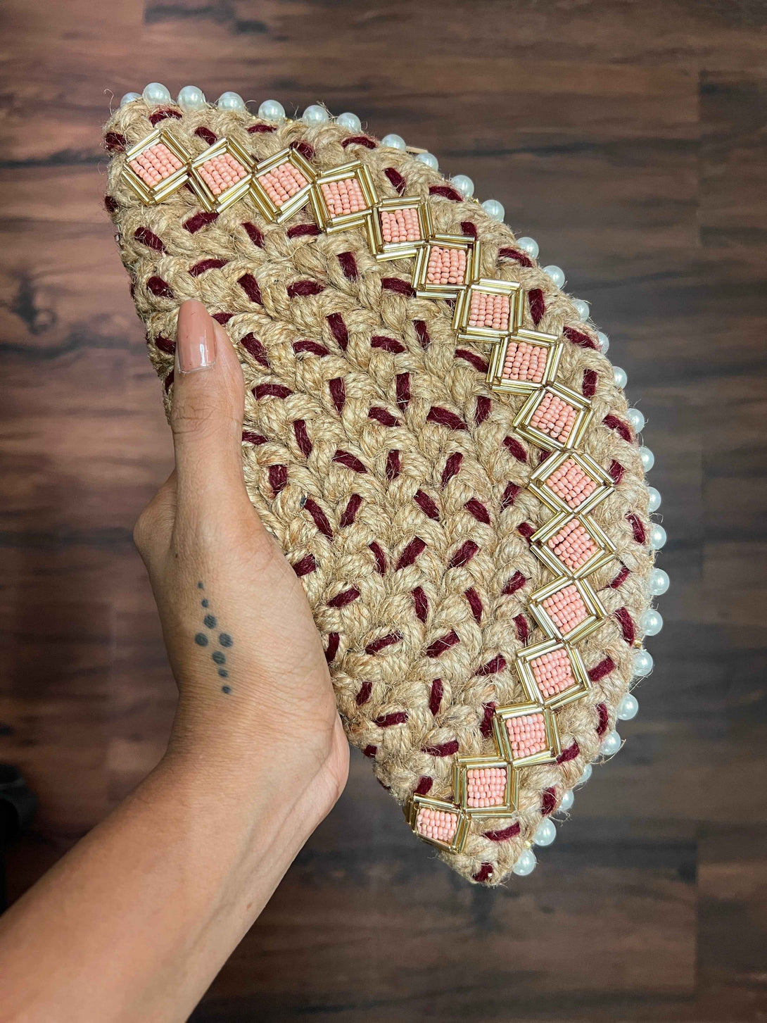 Crimson Diamond Half Moon Clutch Bag