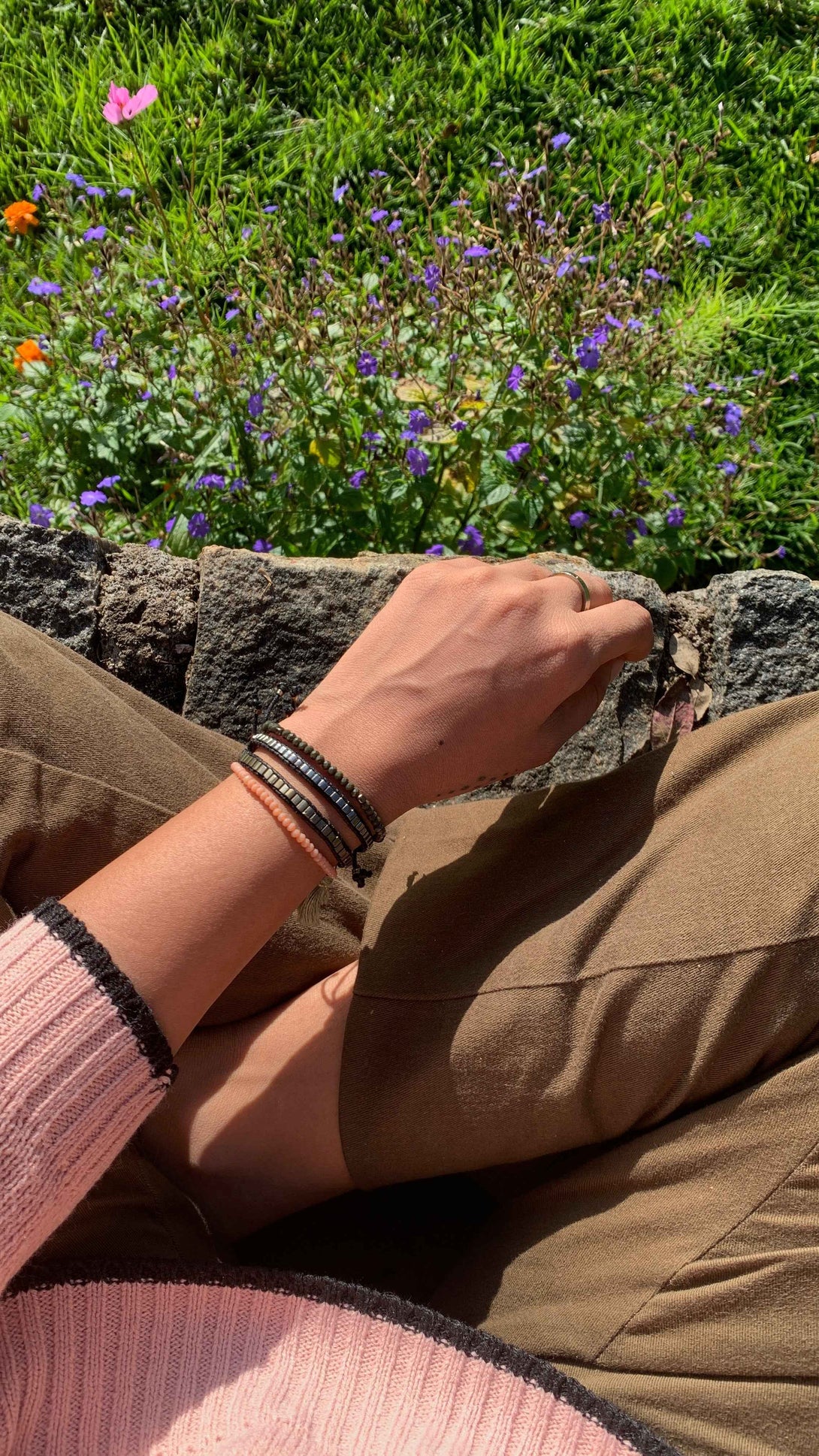 Double Gold Silver Square Bracelet