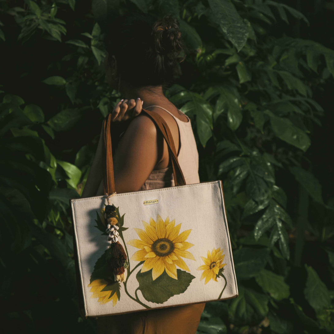 Hand-painted Sunflower Tote Bag