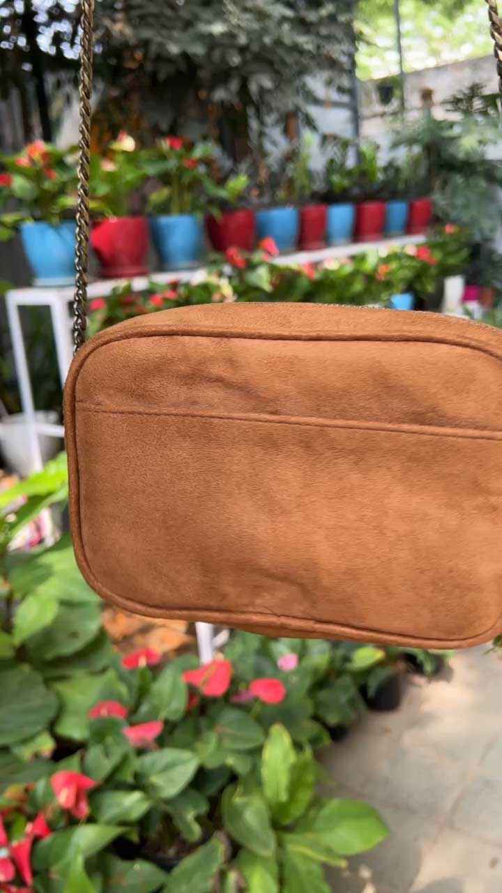 Garden Denim Vegan Suede Sling Bag