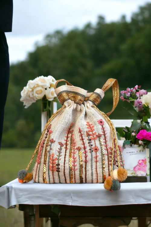 White Country Potli Bag