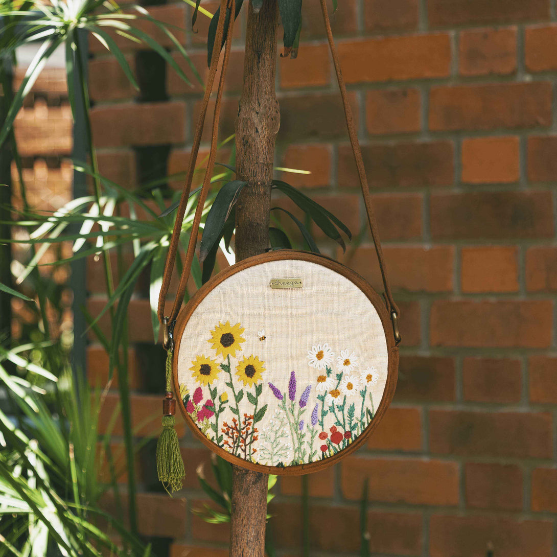 Bee and the Wildflowers Round Sling Bag