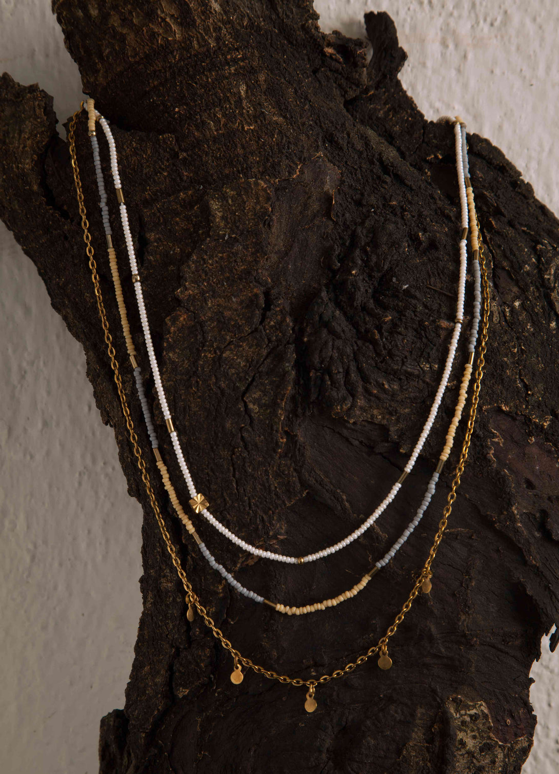 Triple Layer Pale Yellow Necklace - Www.sutra-shop.de