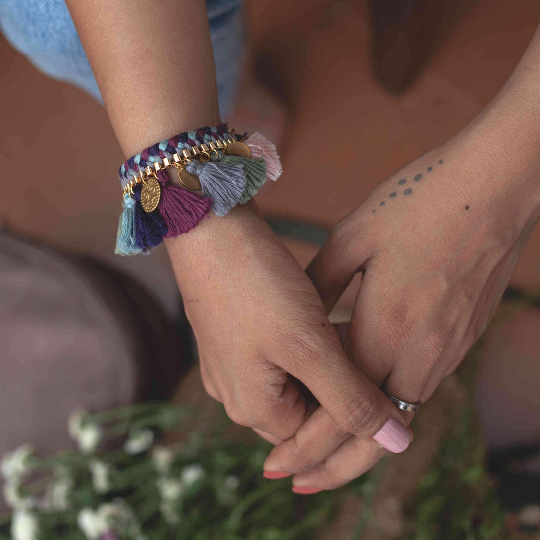 Vintage Wine Tassel Bracelet