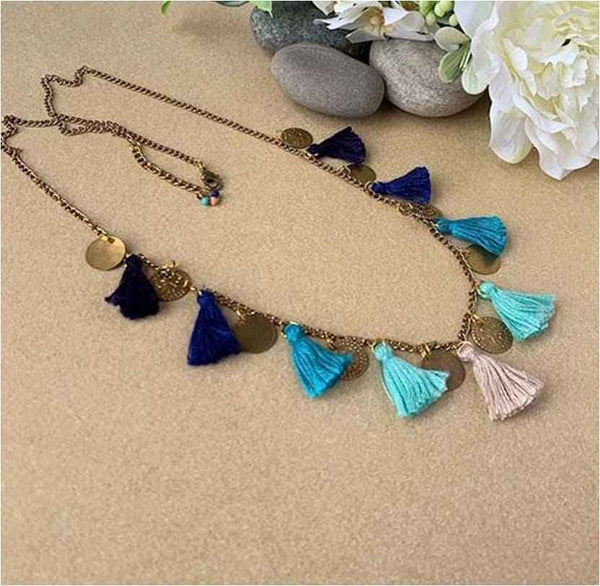 Blue Ocean Tassel Necklace